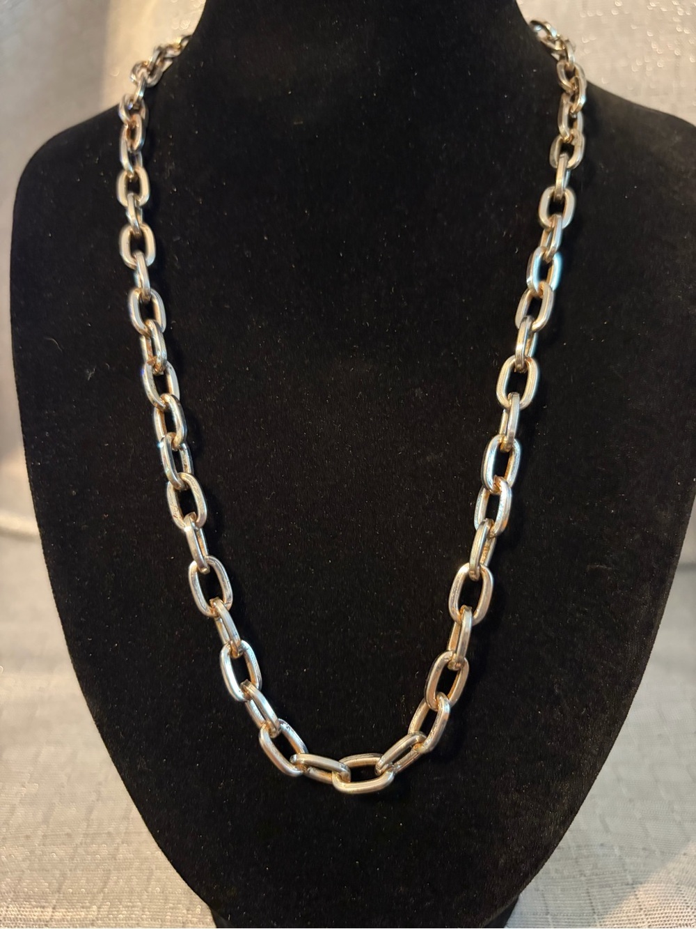 Polished Silver-Tone Chain Necklace for Women
